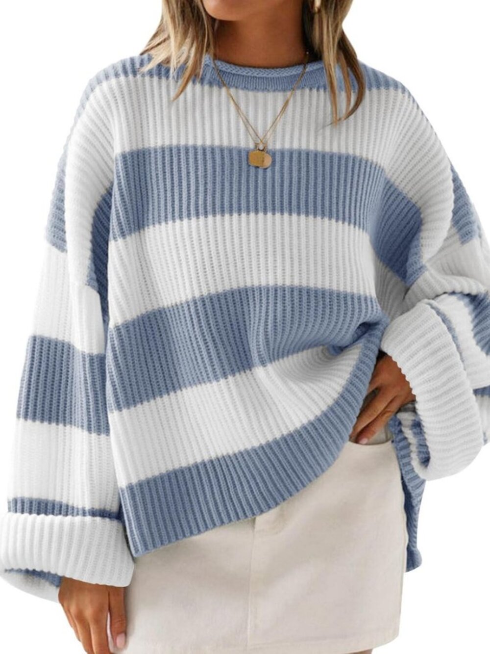 Cozy Oversized Striped Knit Sweater for Women | Fall & Winter Fashion Essential